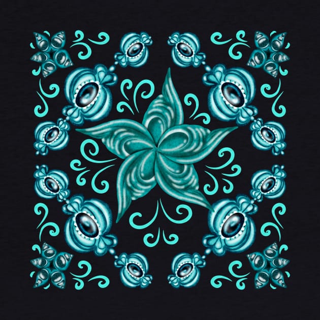 Blue zenarts leaves pattern by maryglu